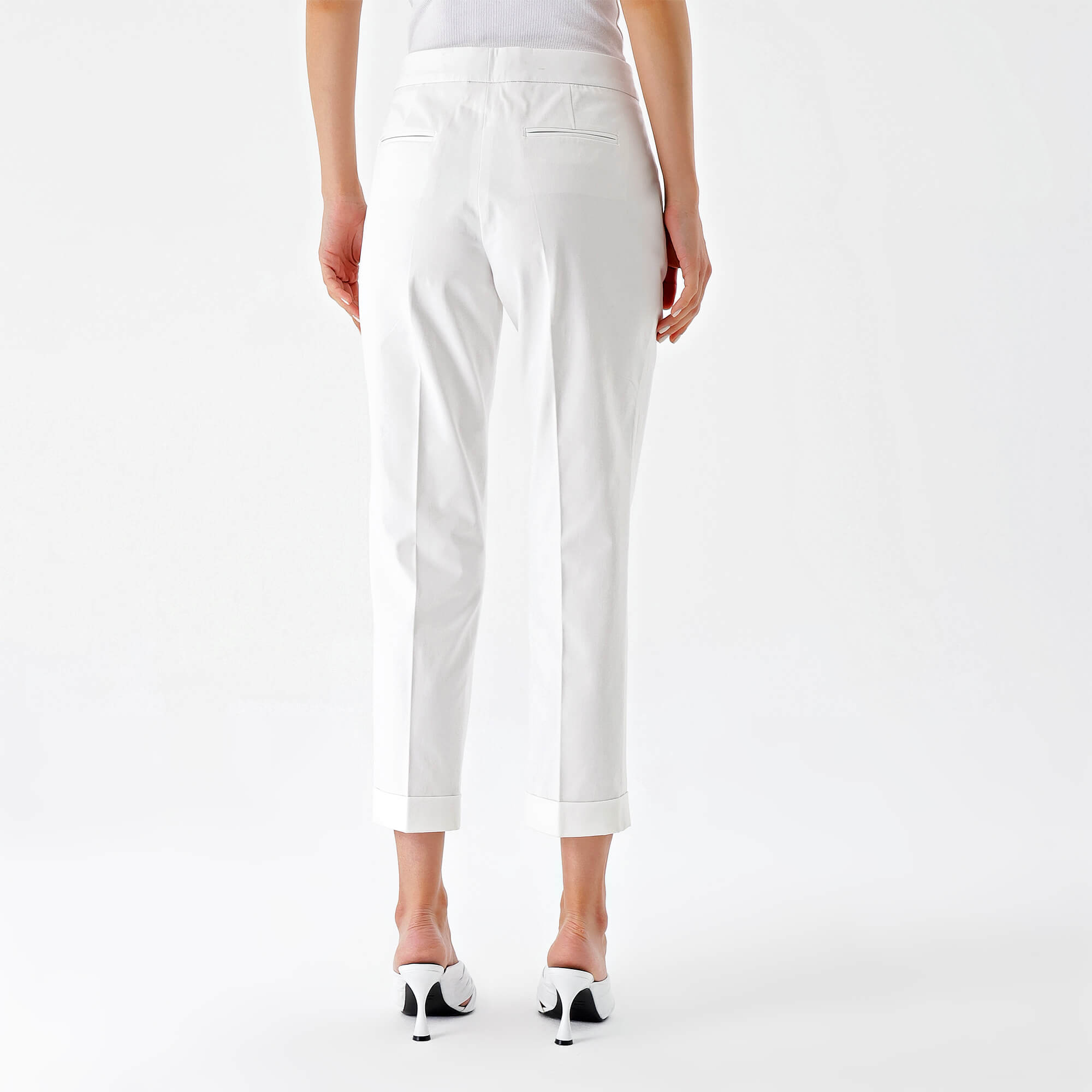 Etro-White Cotton High-Rise Pants